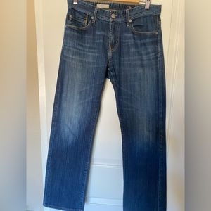Ag Adriano Goldschmied Men’s Straight Jeans in Dark Blue Wash